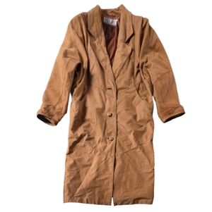Avanti Women's Camel Brown Leather Trench Coat